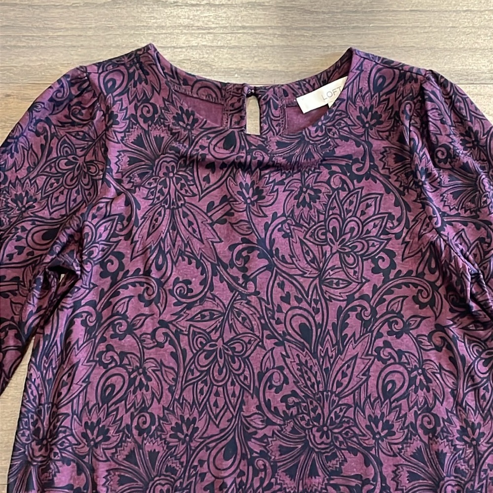 LOFT Petite Purple Floral Ruffle Dress - Size XSP - Picture 5 of 8